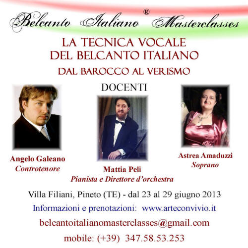 Masterclass sulla Tecnica Vocale del Belcanto Italiano - Lezioni di Tecnica Vocale e Interpretazione nel Repertorio Operistico