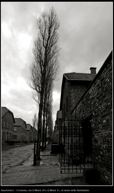 Auschwitz - l'entrata tra il block 10 e il block 11 al muro delle fucilazioni