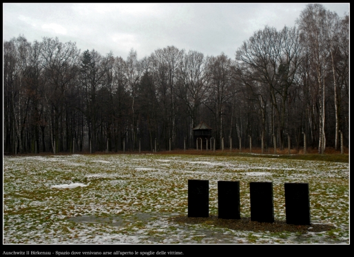 Auschwitz II Birkenau -Spazio ove venivano arse all'aperto le spoglie delle vittime - foto di Antonio Manno